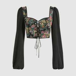 Brocade Renaissance Medieval Corset Peasant Top Cider